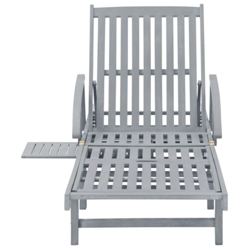 Garden Sun Lounger with Cushion Solid Acacia Wood - Image 7