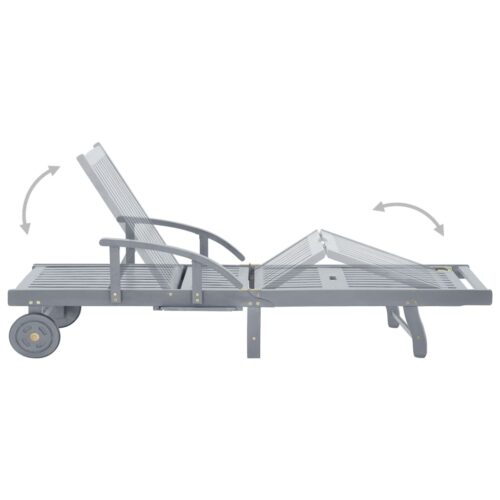 Garden Sun Lounger with Cushion Solid Acacia Wood - Image 8
