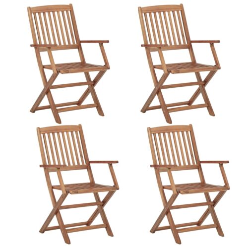 Folding Outdoor Chairs 4pcs Solid Acacia Wood - Image 2