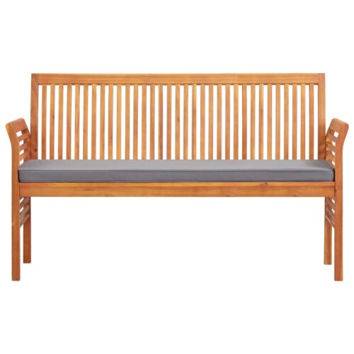 3-Seater Garden Bench with Cushion 150cm Solid Acacia Wood - Image 2