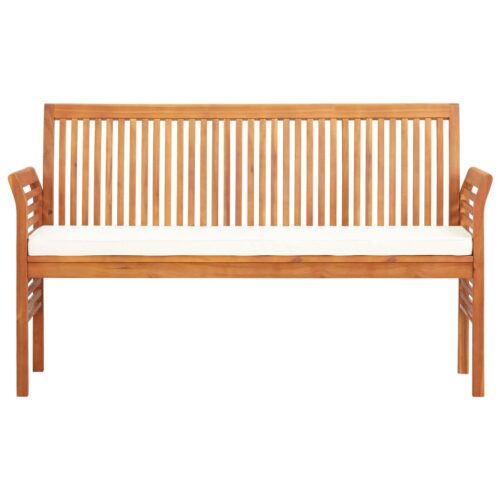 3-Seater Garden Bench with Cushion 150cm Solid Acacia Wood - Image 2