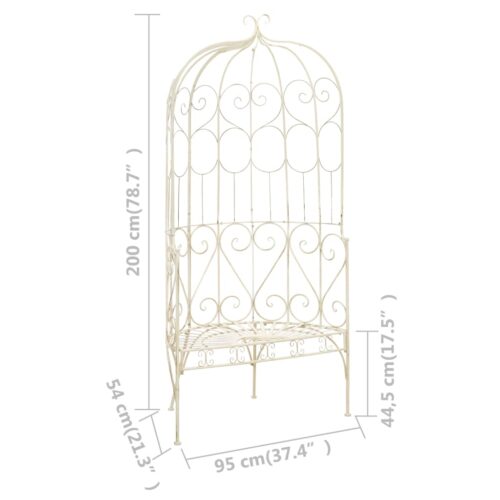 Garden Bench 95cm Iron Antique White - Image 6