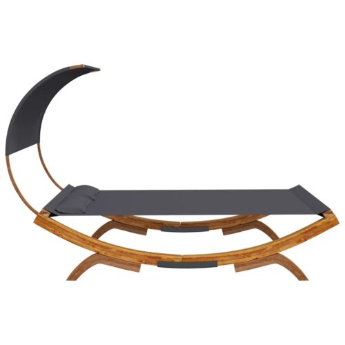 Outdoor Lounge Bed with Canopy 165x203x126cm Solid Bent Wood Anthracite - Image 3