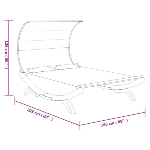 Outdoor Lounge Bed with Canopy 165x203x126cm Solid Bent Wood Anthracite - Image 6