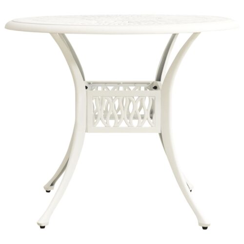Garden Table White 90x90x74cm Cast Aluminium - Image 2