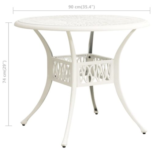 Garden Table White 90x90x74cm Cast Aluminium - Image 6