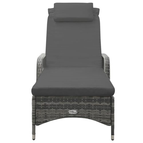 Sun Lounger with Wheels Poly Rattan Anthracite - Image 3