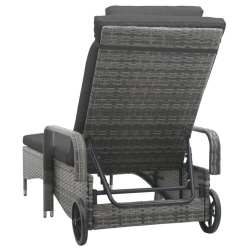 Sun Lounger with Wheels Poly Rattan Anthracite - Image 4