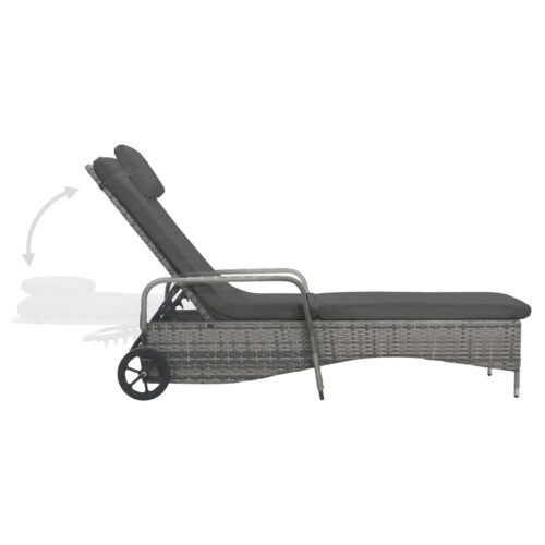 Sun Lounger with Wheels Poly Rattan Anthracite - Image 5