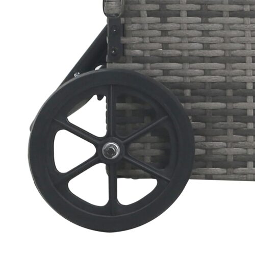 Sun Lounger with Wheels Poly Rattan Anthracite - Image 6
