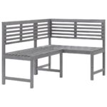 Garden Corner Bench Grey 140cm Solid Acacia Wood