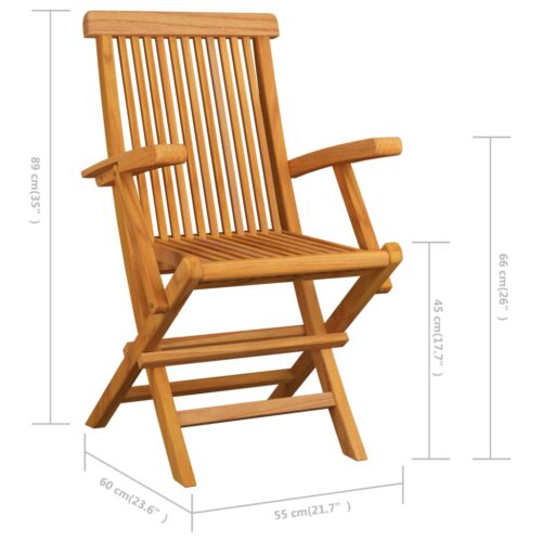 Garden Chairs 3pcs Solid Teak Wood - Image 5