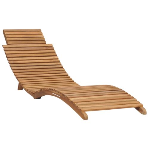 Folding Sun Lounger with Table Solid Teak Wood - Image 5