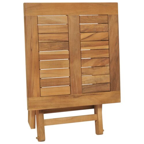 Folding Sun Lounger with Table Solid Teak Wood - Image 9