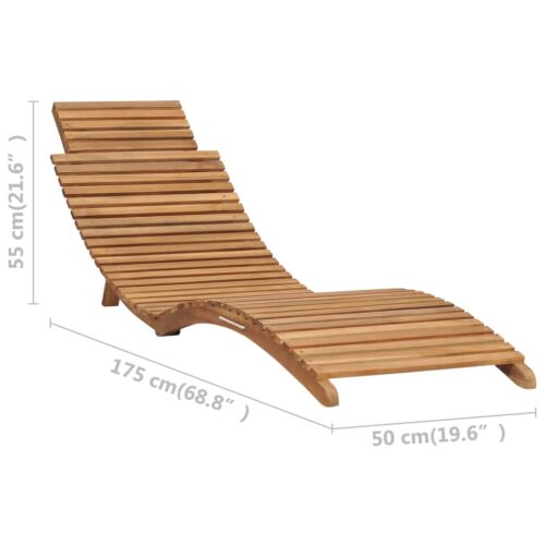 Folding Sun Lounger with Table Solid Teak Wood - Image 10