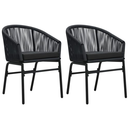 Garden Chairs 2pcs Black PE Rattan