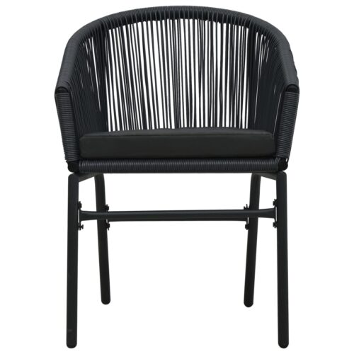 Garden Chairs 2pcs Black PE Rattan - Image 3