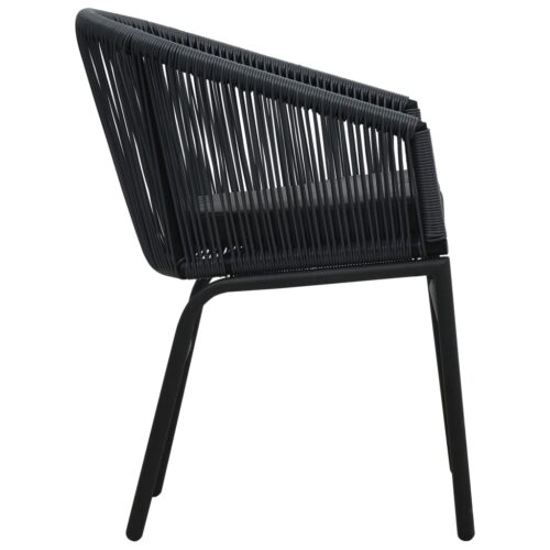 Garden Chairs 2pcs Black PE Rattan - Image 4