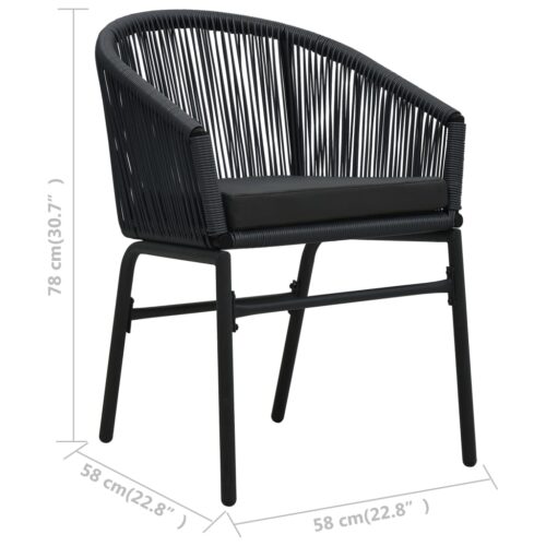 Garden Chairs 2pcs Black PE Rattan - Image 9