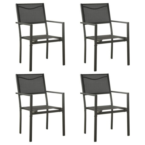 Garden Chairs 4pcs Textilene Steel Black Anthracite - Image 9