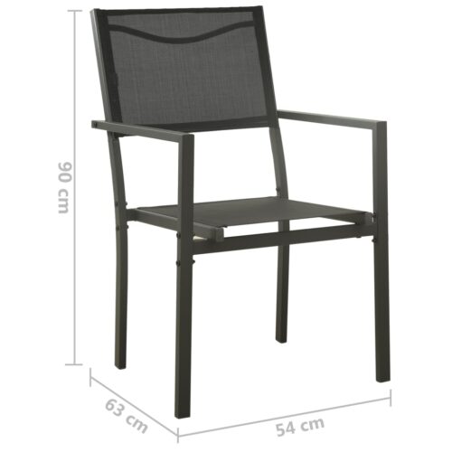 Garden Chairs 4pcs Textilene Steel Black Anthracite - Image 8