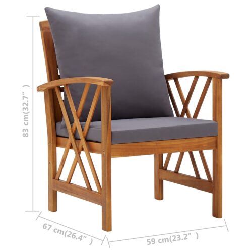 Garden Chairs with Cushions 2pcs Solid Acacia Wood - Image 8