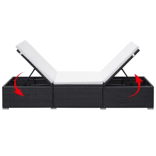 Sun Lounger with Cushion Poly Rattan Black - Image 6