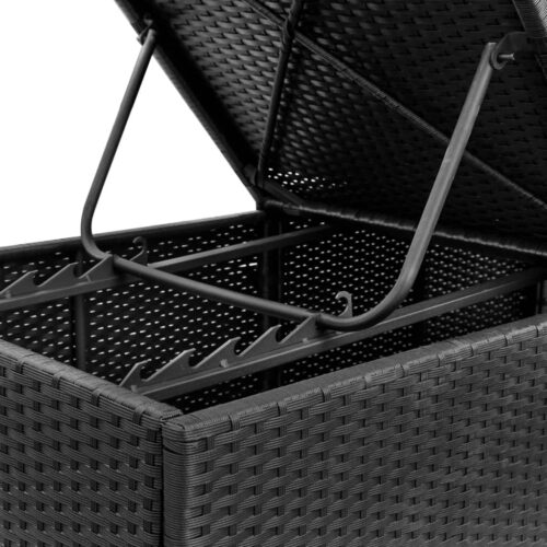Sun Lounger with Cushion Poly Rattan Black - Image 8
