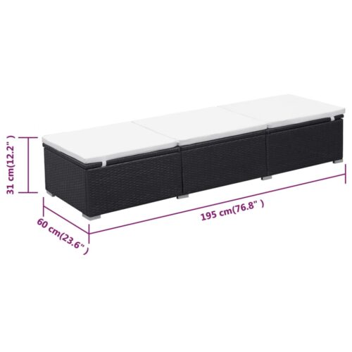 Sun Lounger with Cushion Poly Rattan Black - Image 9