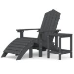 Garden Adirondack Chair with Footstool Table HDPE Anthracite