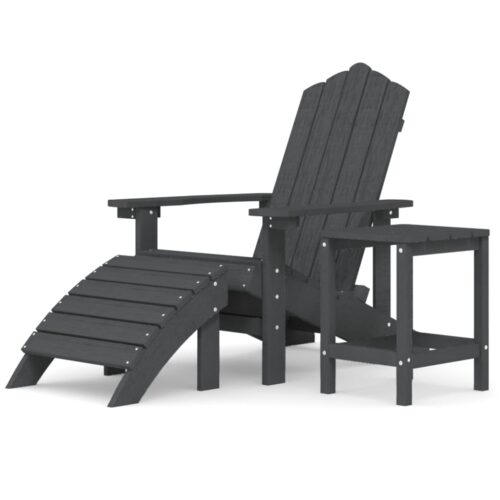 Garden Adirondack Chair with Footstool Table HDPE Anthracite