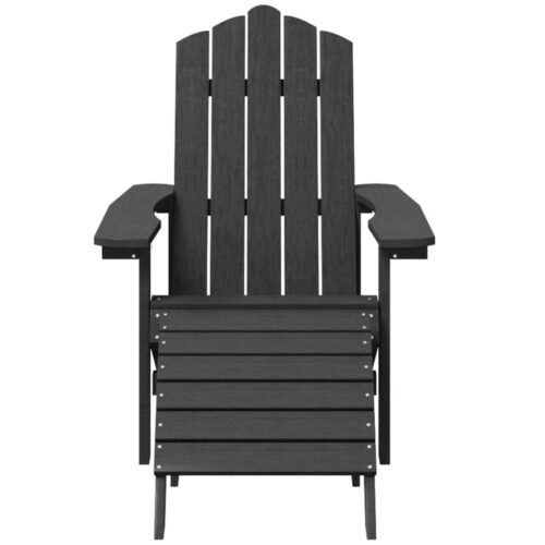 Garden Adirondack Chair with Footstool Table HDPE Anthracite - Image 4