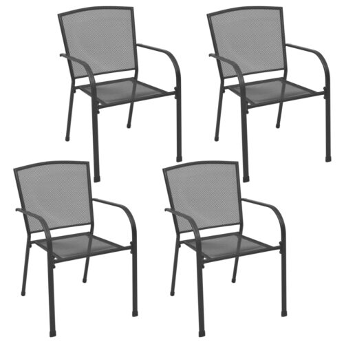 Outdoor Chairs 4pcs Mesh Design Anthracite Steel - Image 6