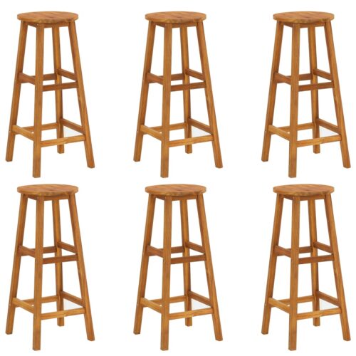Bar Stools 6pcs Solid Acacia Wood - Image 7