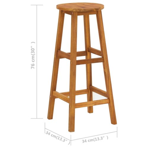 Bar Stools 6pcs Solid Acacia Wood - Image 6