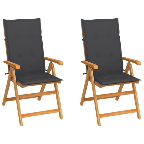 Garden Chairs 2pcs with Anthracite Cushions Solid Teak Wood