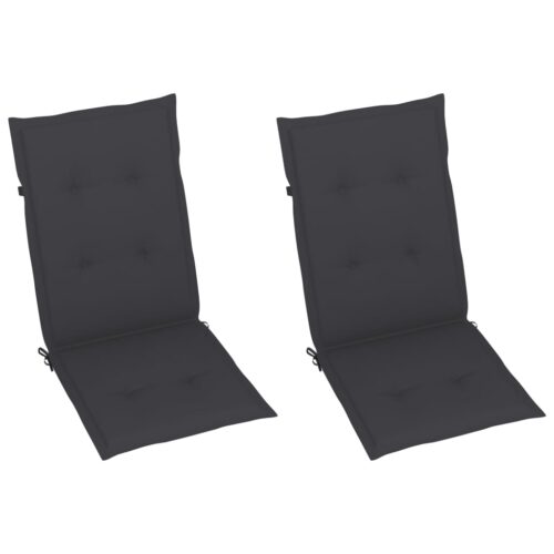 Garden Chairs 2pcs with Anthracite Cushions Solid Teak Wood - Image 6