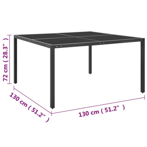 Garden Table Anthracite 130x130x72cm Steel Glass - Image 4