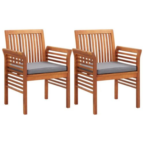 Garden Dining Chairs with Cushions 2pcs Solid Acacia Wood