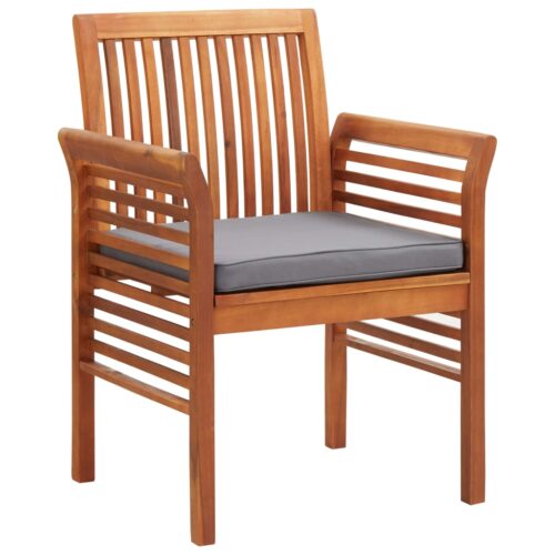 Garden Dining Chairs with Cushions 2pcs Solid Acacia Wood - Image 2