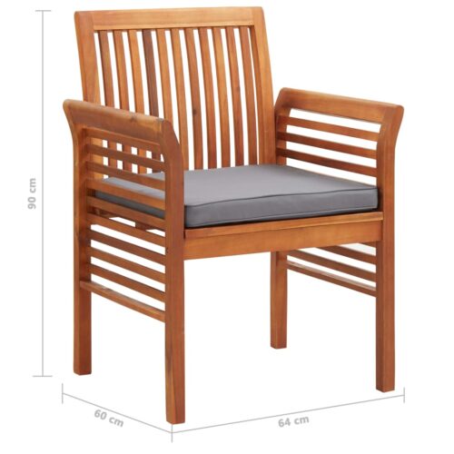 Garden Dining Chairs with Cushions 2pcs Solid Acacia Wood - Image 8