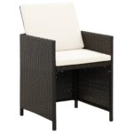 4-Piece Garden Chair Stool Set Poly Rattan Black