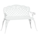 Garden Bench 108cm Cast Aluminium White
