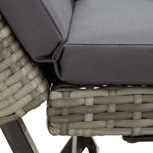 Garden Bench with Cushions 176cm Grey Poly Rattan - Image 7