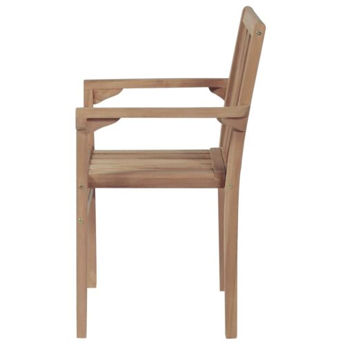 Stackable Garden Chairs 2pcs Solid Teak Wood - Image 4