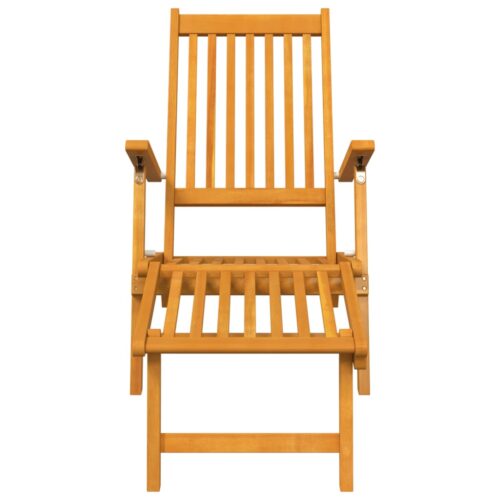 Outdoor Deck Chairs with Footrests 2pcs Solid Wood Acacia - Image 4