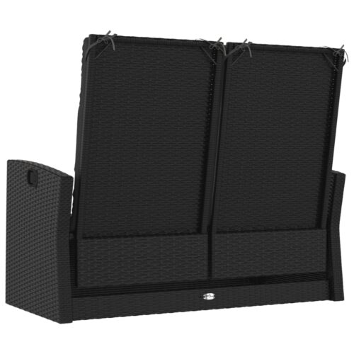 Reclining Garden Bench with Cushions Black 118cm Poly rattan - Image 5