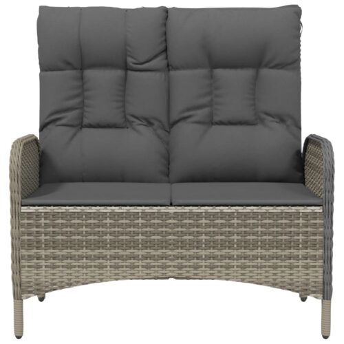 Reclining Garden Bench with Cushions 107cm Poly Rattan Grey - Image 3