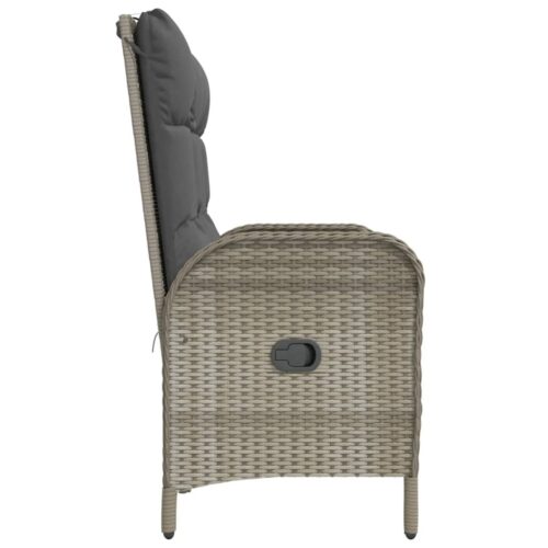 Reclining Garden Bench with Cushions 107cm Poly Rattan Grey - Image 4
