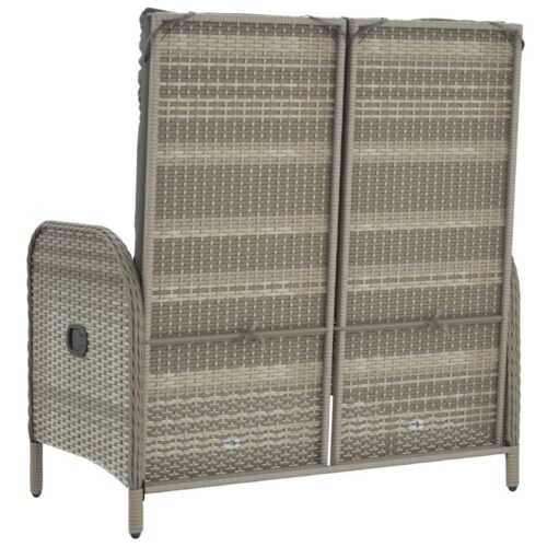 Reclining Garden Bench with Cushions 107cm Poly Rattan Grey - Image 5